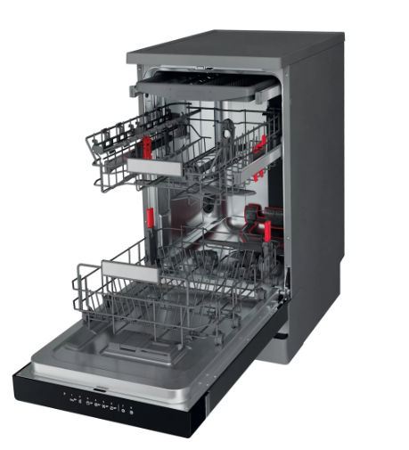 Whirlpool WSFO 3O34 PF X mosogatógép, 10 teríték, automatikus ajtónyitás, 45x59x85 cm, inox