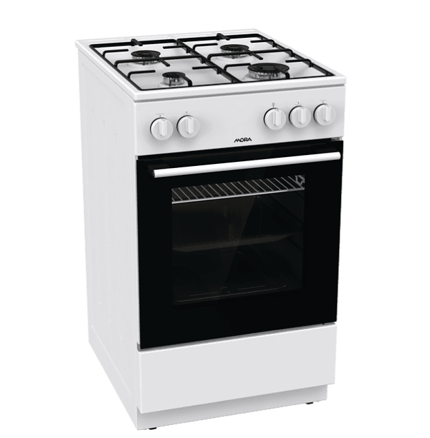 Mora P2241AW1 szabadonálló gáztűzhely 4 gázégős tető nélkül kivitel, 70L, 50x59.4x85 cm