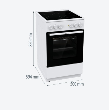 Gorenje GEC5A41WG kerámialapos elektromos tűzhely, 62L, 50x60x85 cm