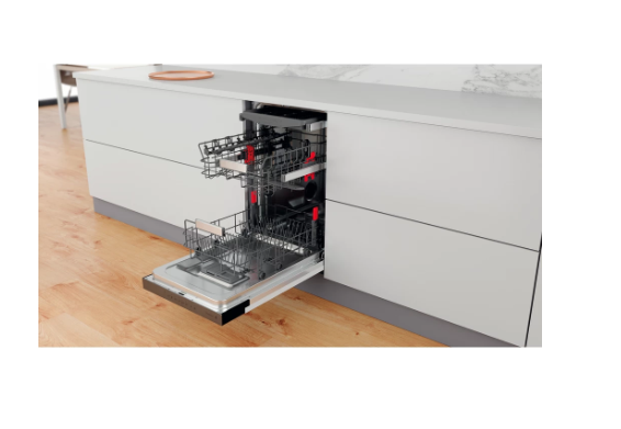 Whirlpool WSBO 3O34 PF X beépíthető keskeny 10 terítékes mosogatógép, 44.8x55.5x82 cm, inox szín 