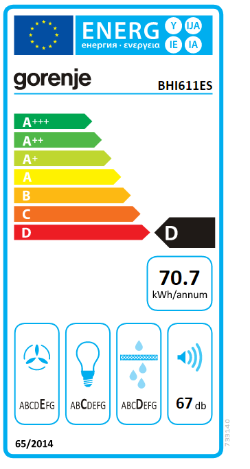 Gorenje BHI611ES kürtőbe építhető konyhai elszívó, 53.4x30x20.8 cm