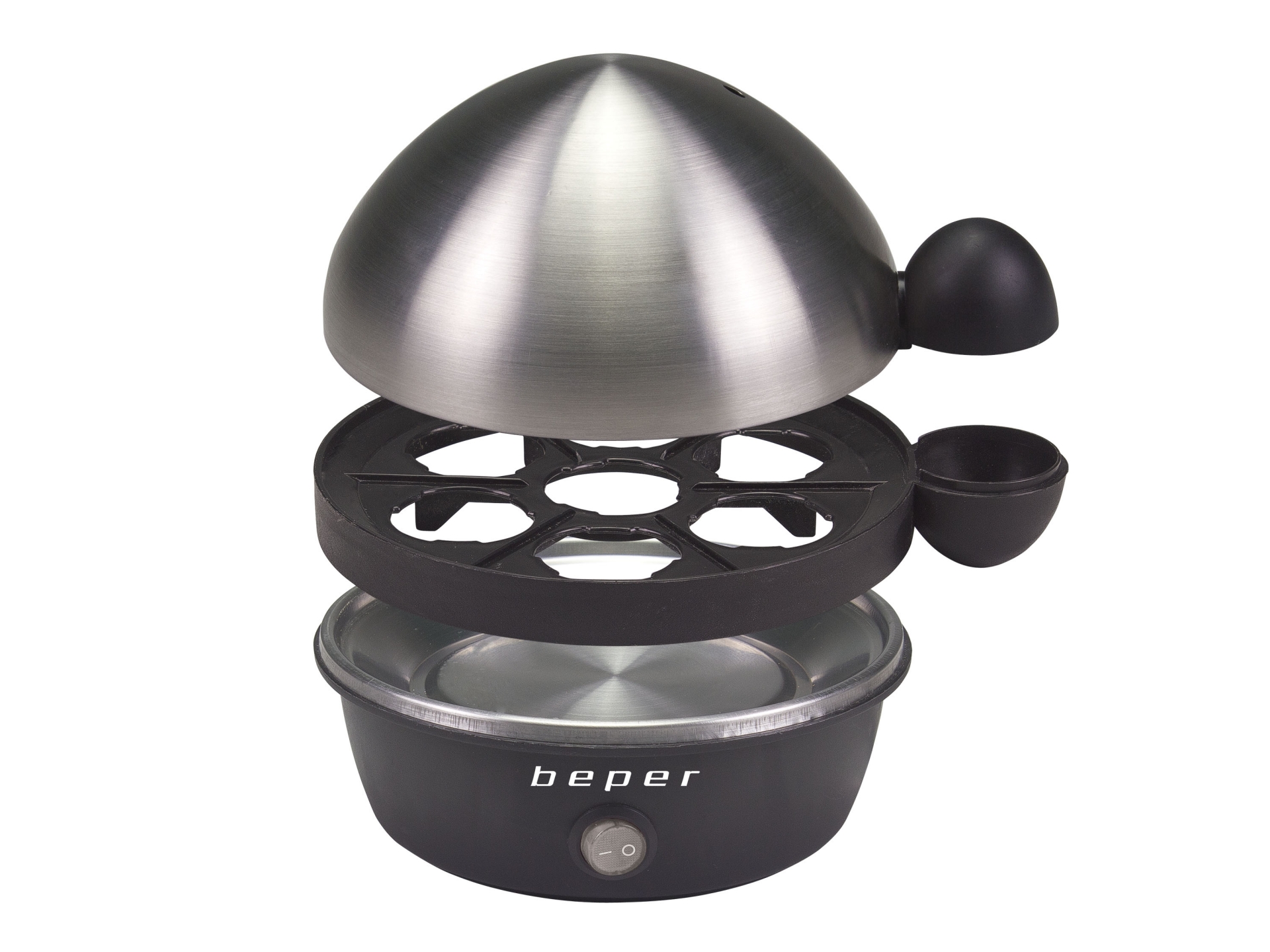 Beper BC.125 tojásfőző fekete, acélkupolás fedővel 360W