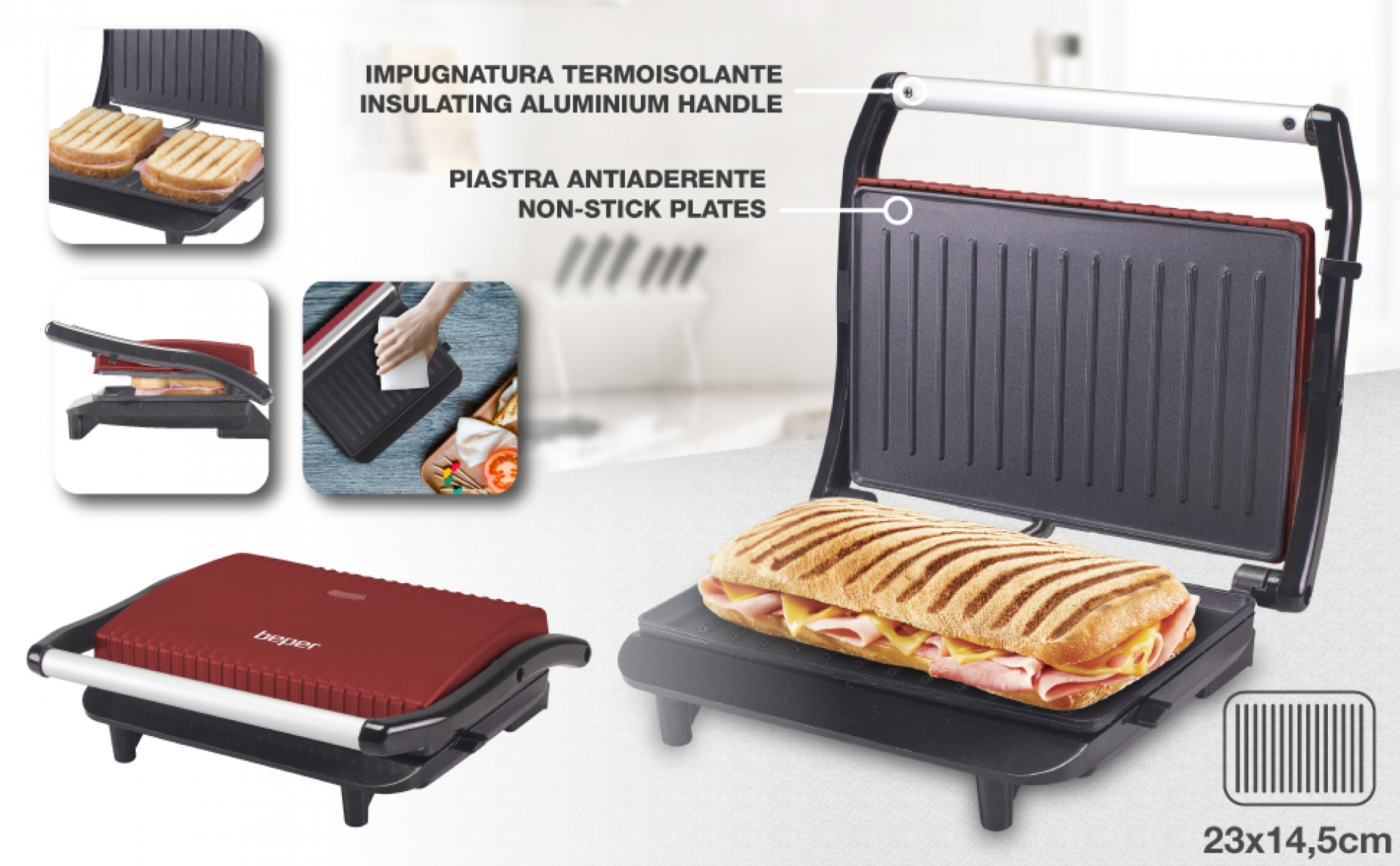Beper P101TOS002 pannini grillsütő piros