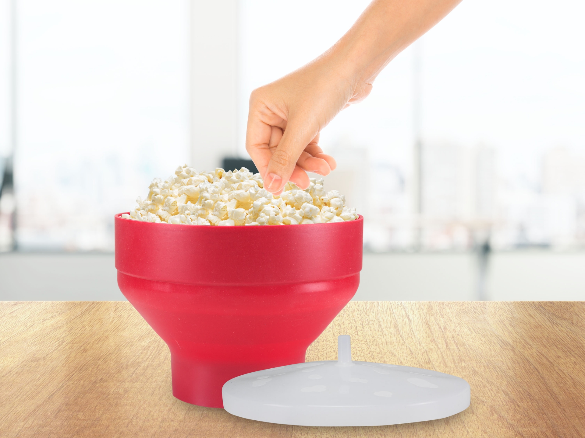 Beper C106CAS002 2,5L popcorn készítő edény, műanyag,mikrózható BPA-mentes piros