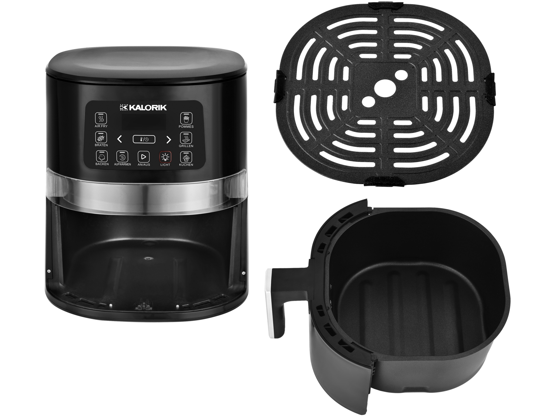 Kalorik FTL2000 4 l forrólevegős fritőz fekete 7 beépített sütő program 1600W