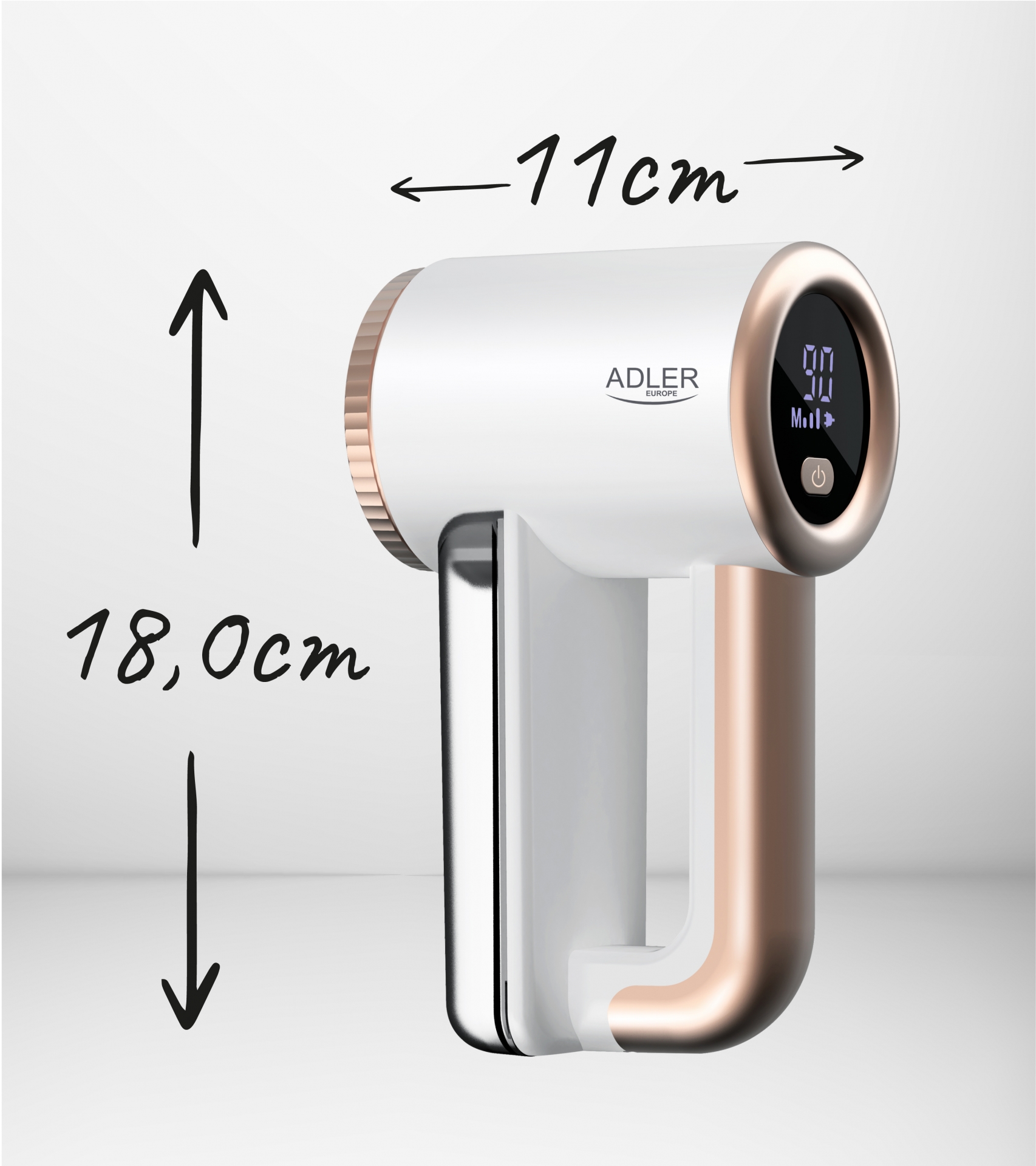 Adler AD9617 textilborotva tölthető Lithium Akkumulátorral 3,7V LCD kijelző