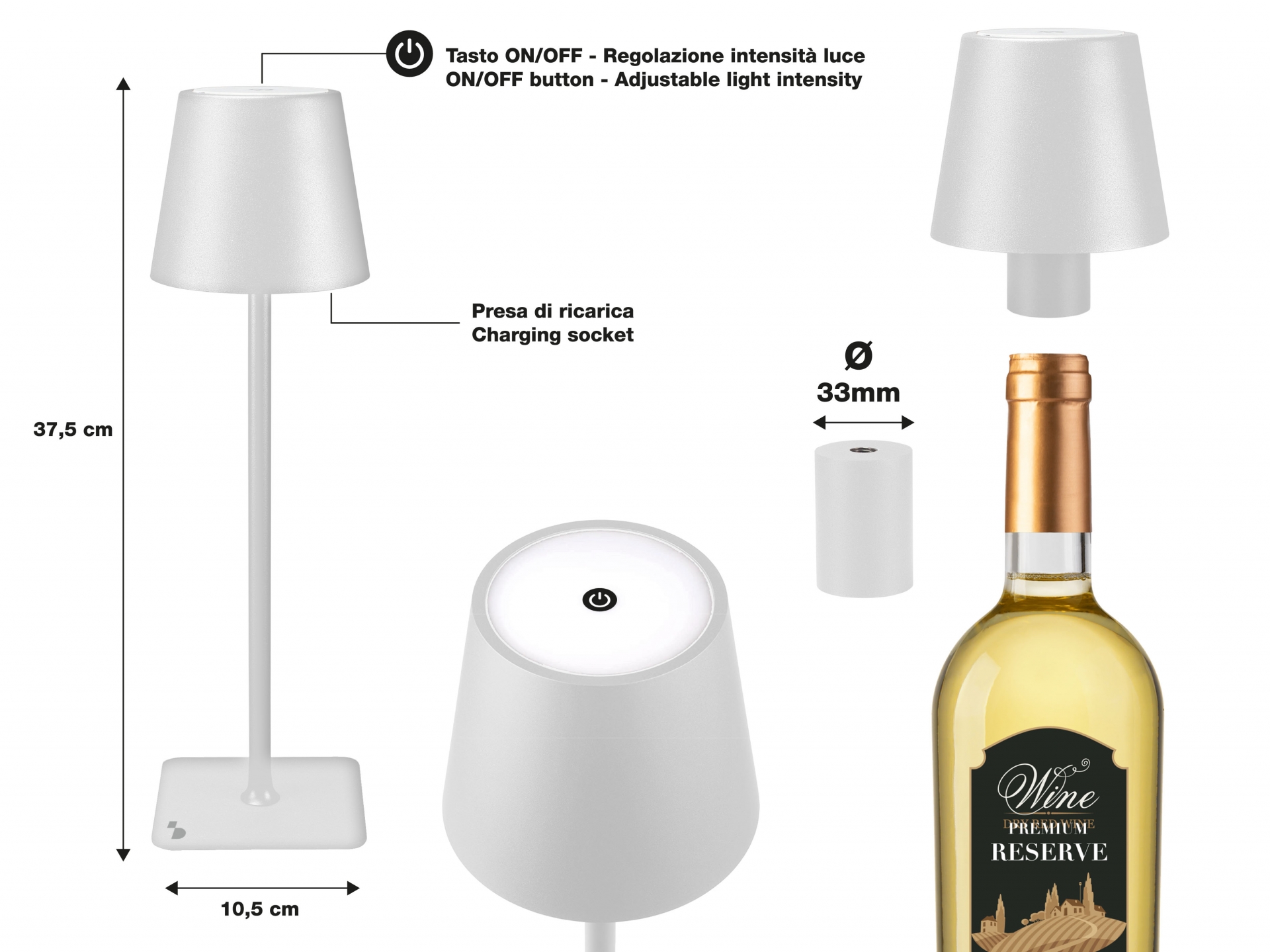 Beper P201UTP112 asztali lámpa USB-töltéssel fehér 