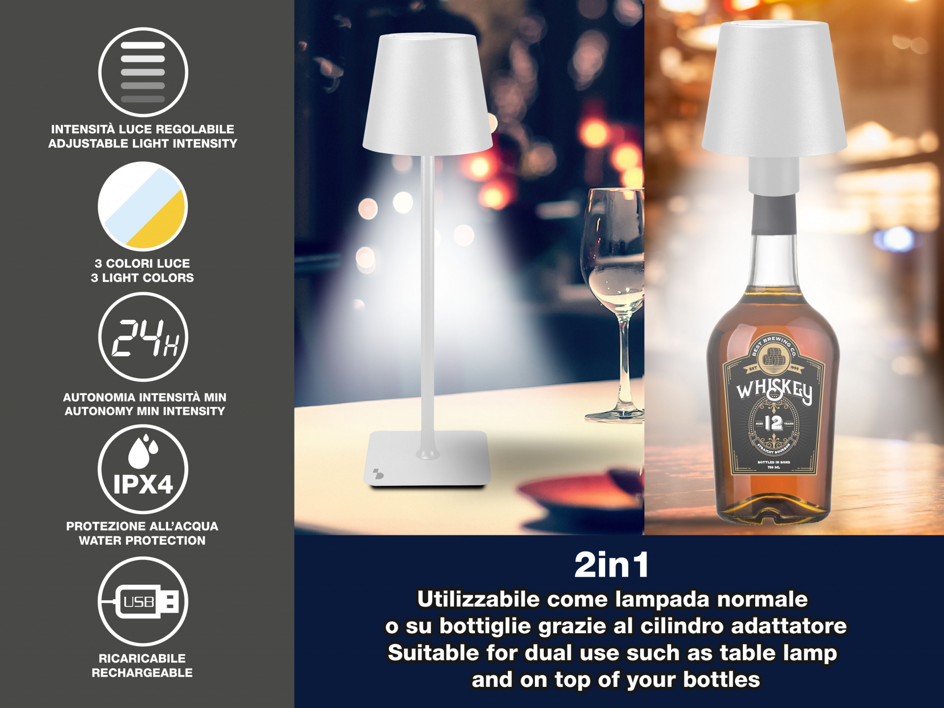 Beper P201UTP112 asztali lámpa USB-töltéssel fehér 