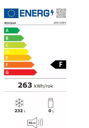 Whirlpool ADN 248FS egyajtós fagyasztószekrény, 248 literes, ezüst