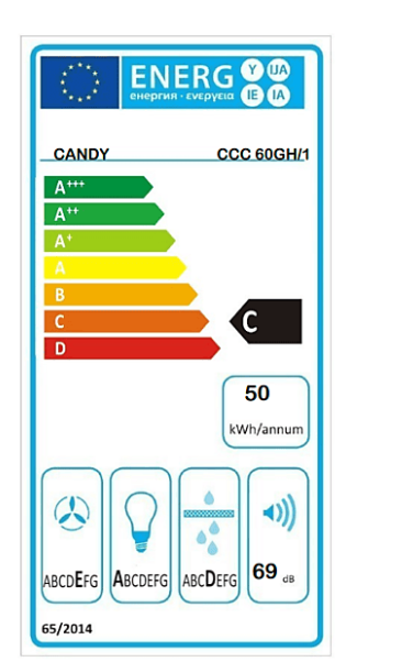 Candy CCC 60GH/1 beépíthető fali kürtős konyhai elszívó 3 sebességfokozat, LED, zsírszűrő, antracit szürke 