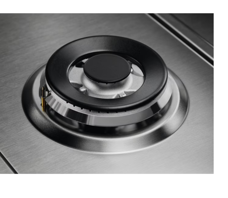 Electrolux KGS64362SX beépíthető gáz főzőlap, inox, kétkörös wok égőfej, 2 fekete öntöttvas tartórács