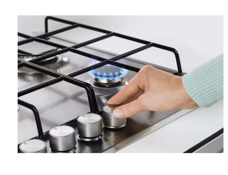 Electrolux KGS64362SX beépíthető gáz főzőlap, inox, kétkörös wok égőfej, 2 fekete öntöttvas tartórács