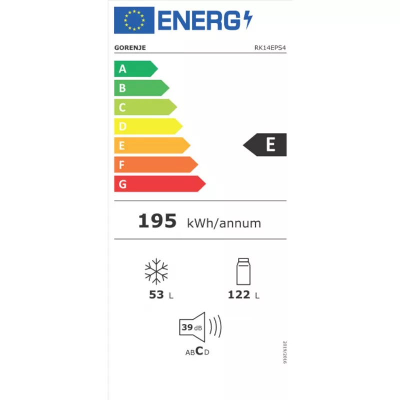 Gorenje RK14EPS4 alulfagyasztós kombinált hűtőszekrény 122/53L, 143x49,5x56,2cm, ezüst szín 