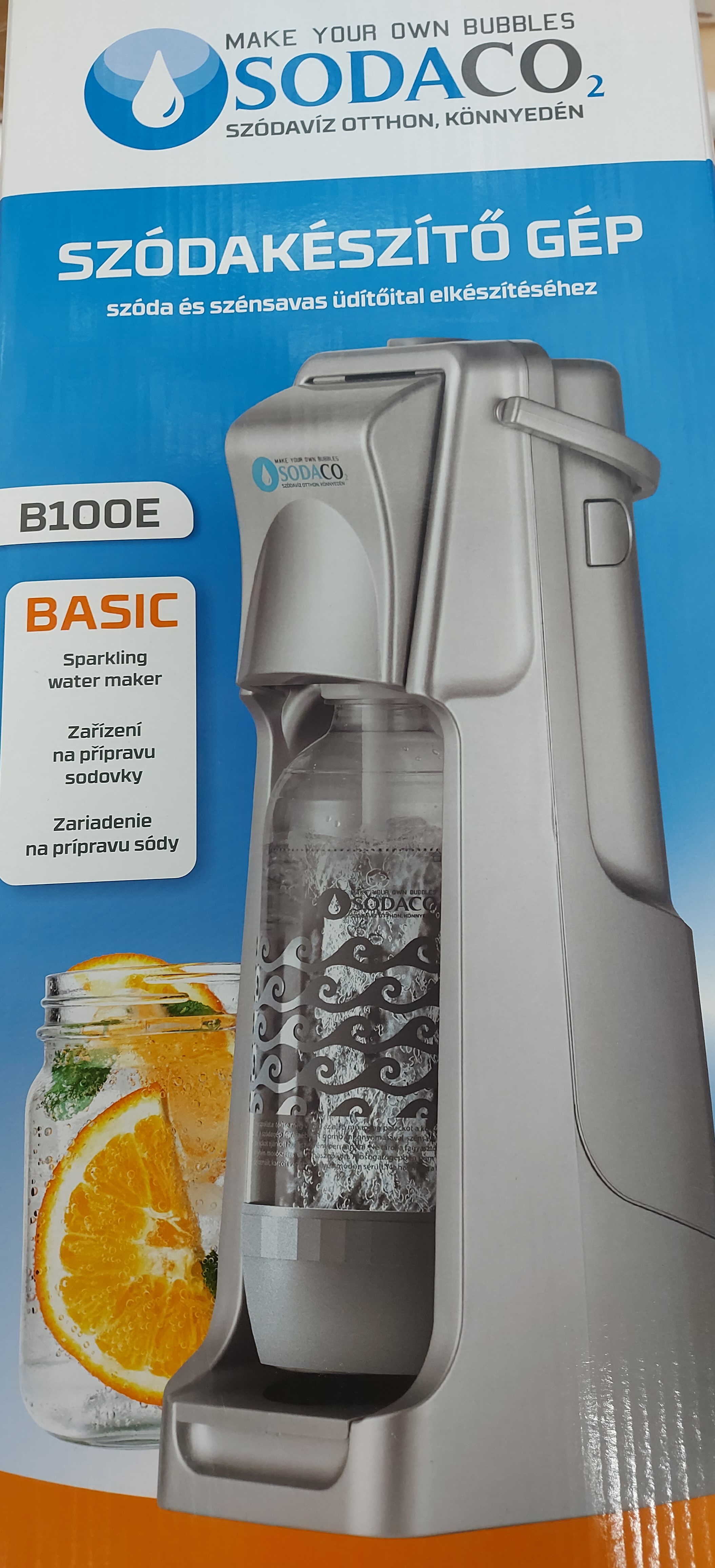 Sodaco B100E Basic ezüst szódagép +2db szénsavasító palackkal
