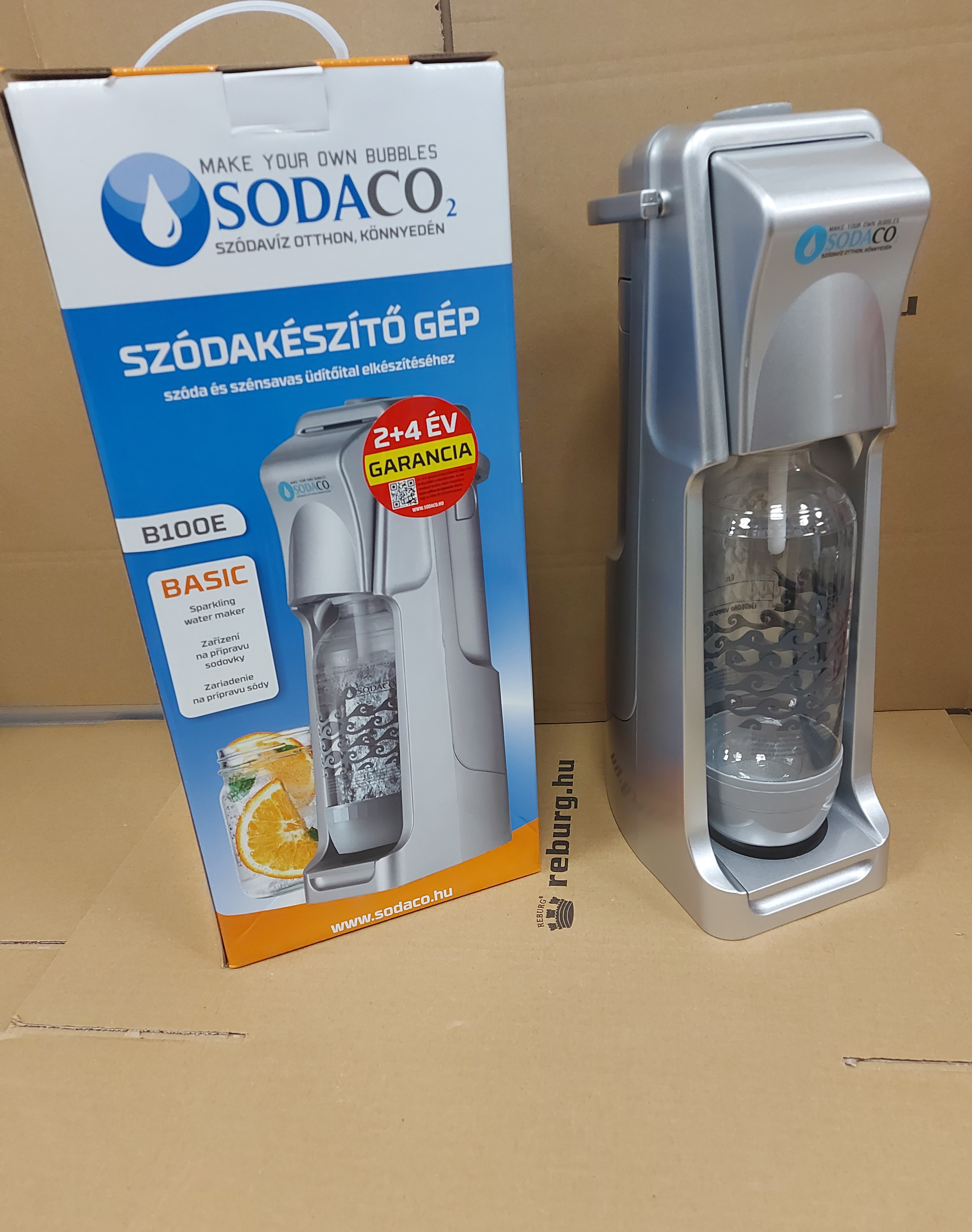 Sodaco B100E Basic ezüst szódagép +2db szénsavasító palackkal