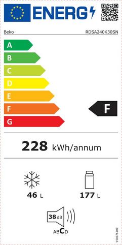Beko RDSA240K30SN MinFrost®,felülfagyasztós kombinált hűtőszekrény,inox,146.5cm magas