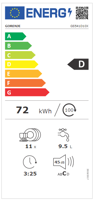 Gorenje GS541D10X 11 terítékes keskeny mosogatógép TotalDry automatikus ajtónyitás, 3 kosár
