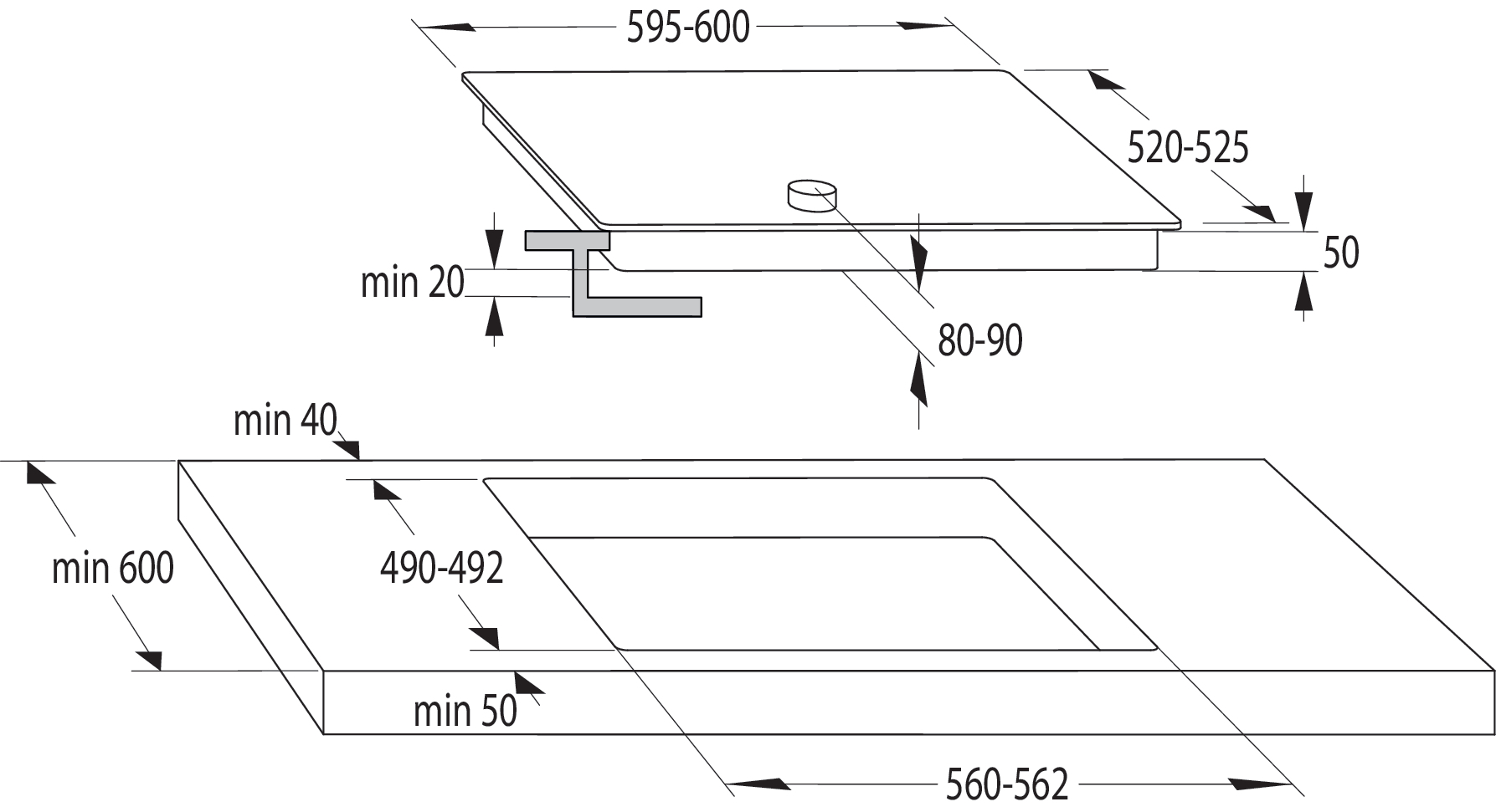Gorenje EC641BSC üvegkerámia főzőlap kapcsoló gombos, 60x52x9.2 cm
