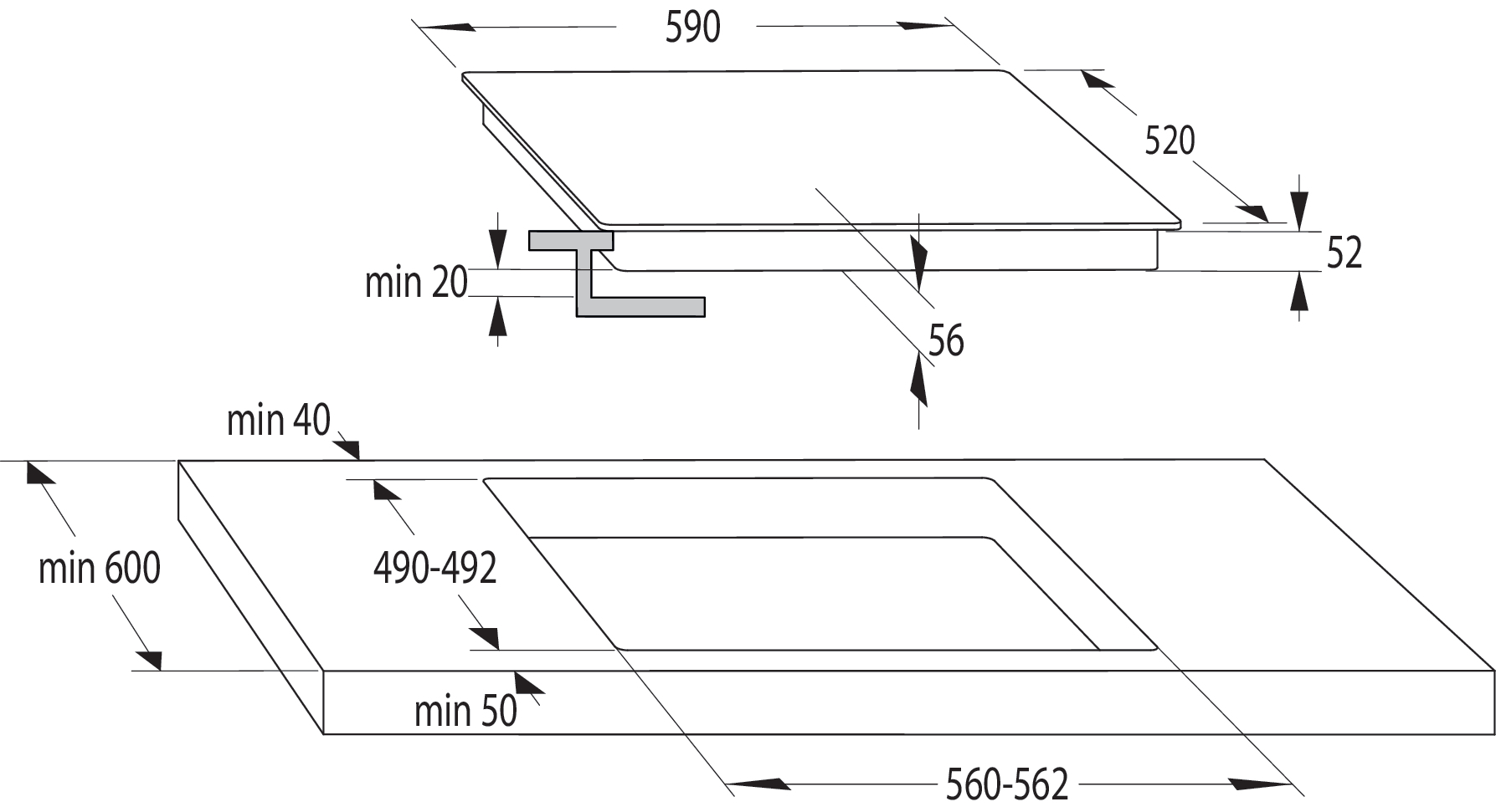 Gorenje ISC646BSC beépíhető indukciós kerámia főzőlap, Bridge funkció