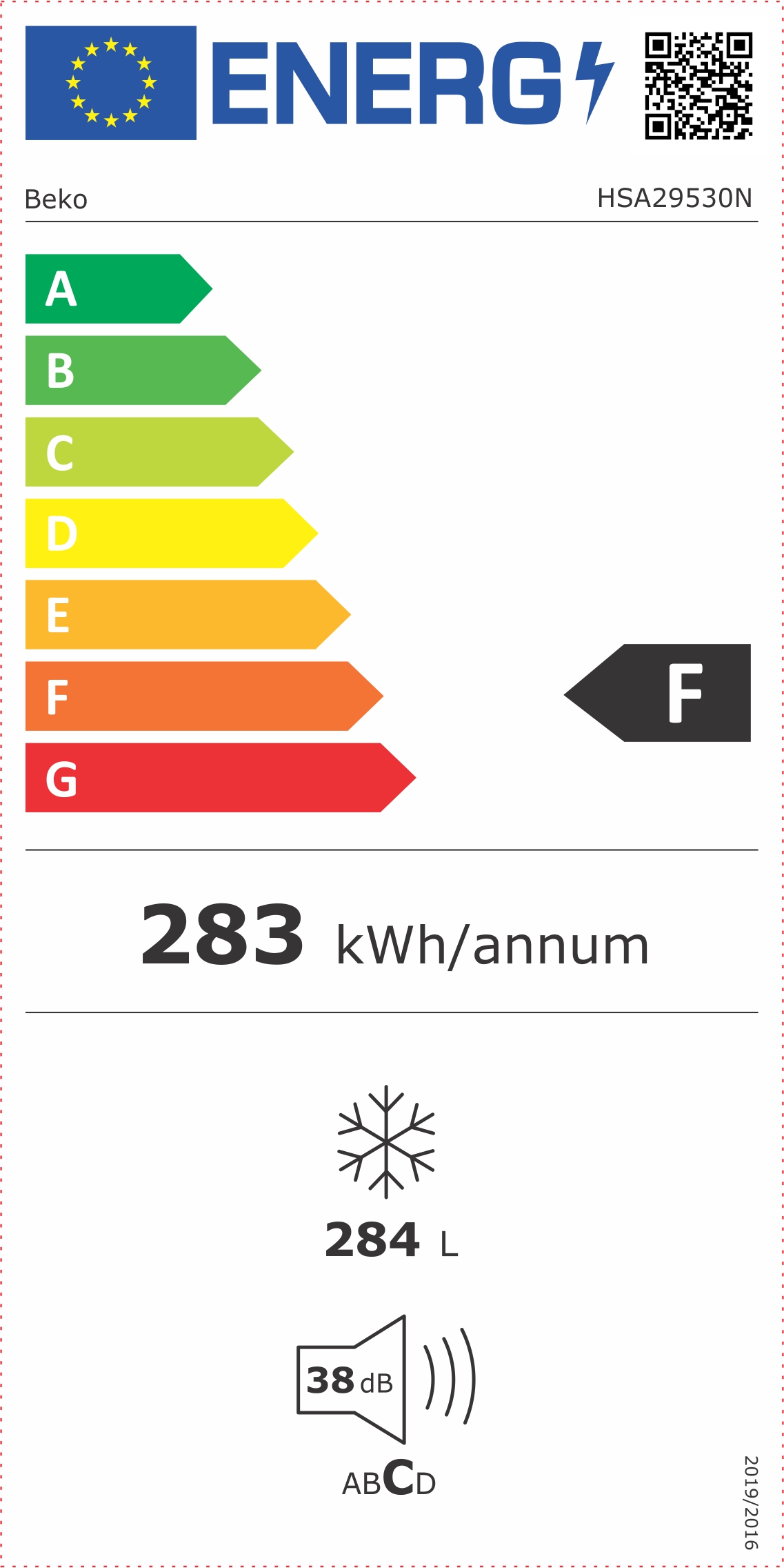 Beko HSA29530N fagyasztóláda 284l