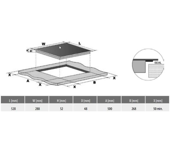 MPM 30cm indukciós beépíthető kerámia főzőlap MPM-30-IM-06