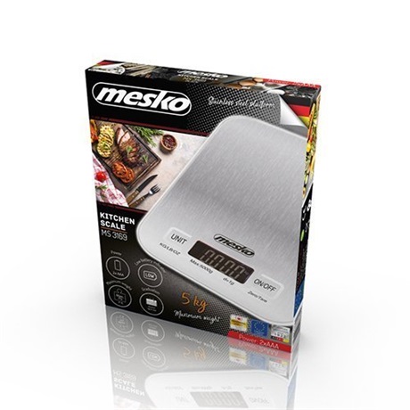 Mesko MS3169W inox digitális konyhamérleg fehér kerettel