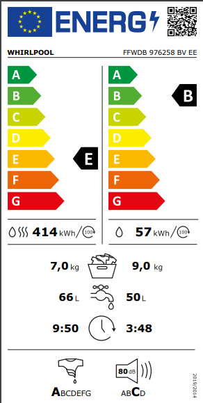 Whirlpool FFWDB 976258 BV EE mosó-szárítógép 9/7kg, gőz, inverter motor, 59.5x60.5x85 cm, FFWDB976258BVEE