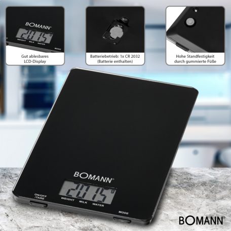Bomann KW1515CB fekete konyhai mérleg KW1515CB