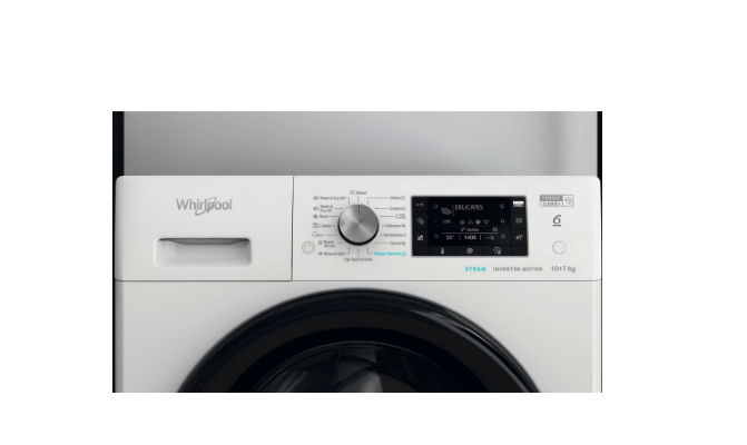 Whirlpool FFWDD 1076258 BV EU mosó-szárítógép 10/7kg, gőz, inverter motor, 59.5x60.5x85cm