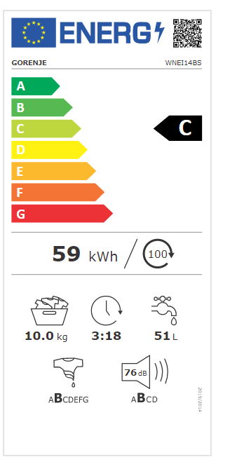 Gorenje WNEI14BS elöltöltős mosógép 10kg inverter motor, gőz program, 60x61x85 cm 