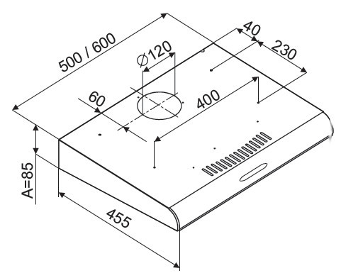 SLX SH 50 X inox 50cm konyhai elszívó mosható fém zsírszűrővel