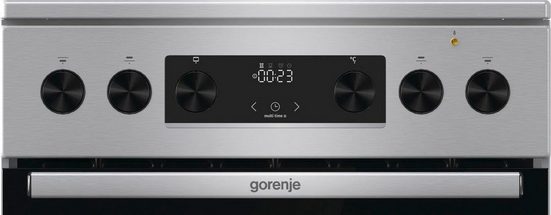 Gorenje GECS5C70XA inox elektromos kerámialapos tűzhely gőzfunkció, teleszkópos sütősín, duplagyűrűs és ovális főzőzónával