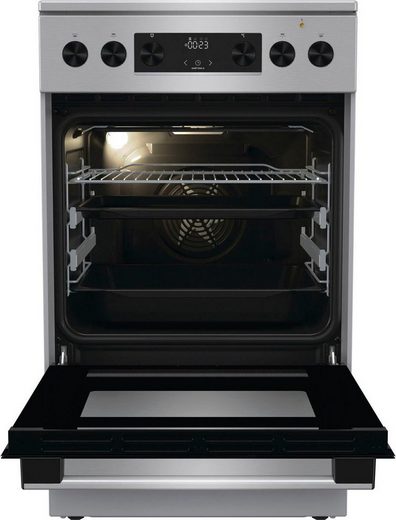 Gorenje GECS5C70XA inox elektromos kerámialapos tűzhely gőzfunkció, teleszkópos sütősín, duplagyűrűs és ovális főzőzónával