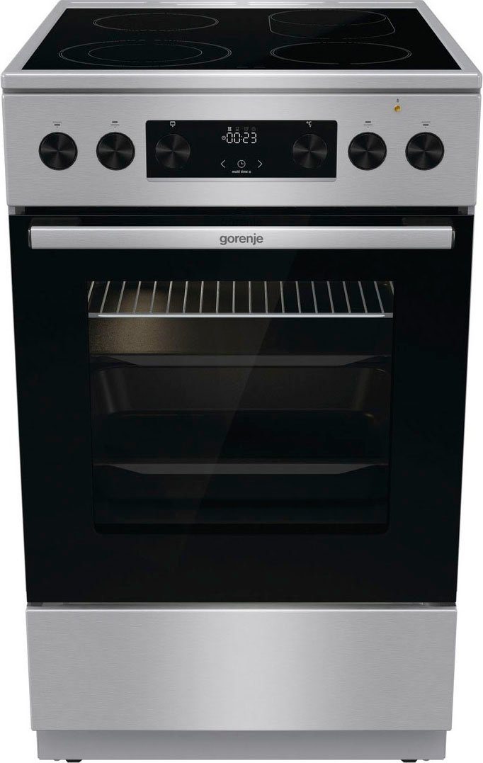 Gorenje GECS5C70XA inox elektromos kerámialapos tűzhely gőzfunkció, teleszkópos sütősín, duplagyűrűs és ovális főzőzónával