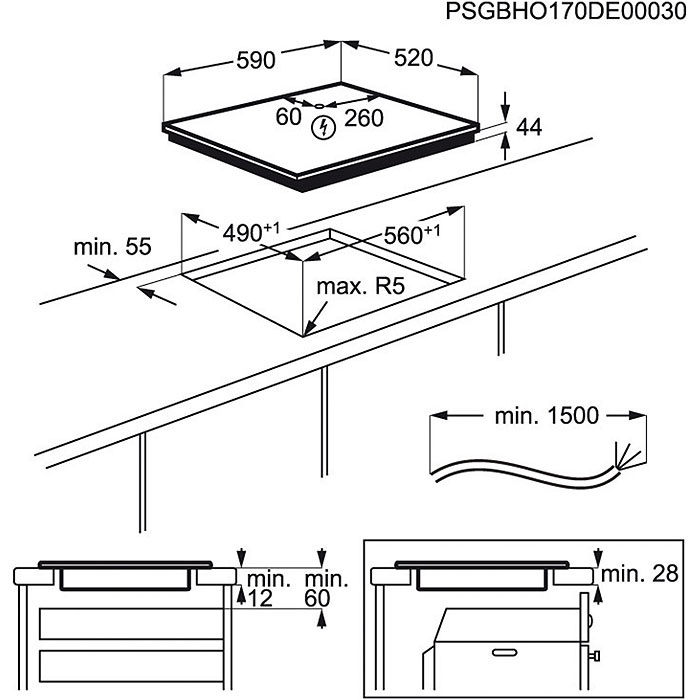 Eelctrolux EIV634 beépíthető indukciós főzőlap Hob2Hood, Bridge funkció, csúszkás érintővezérlés