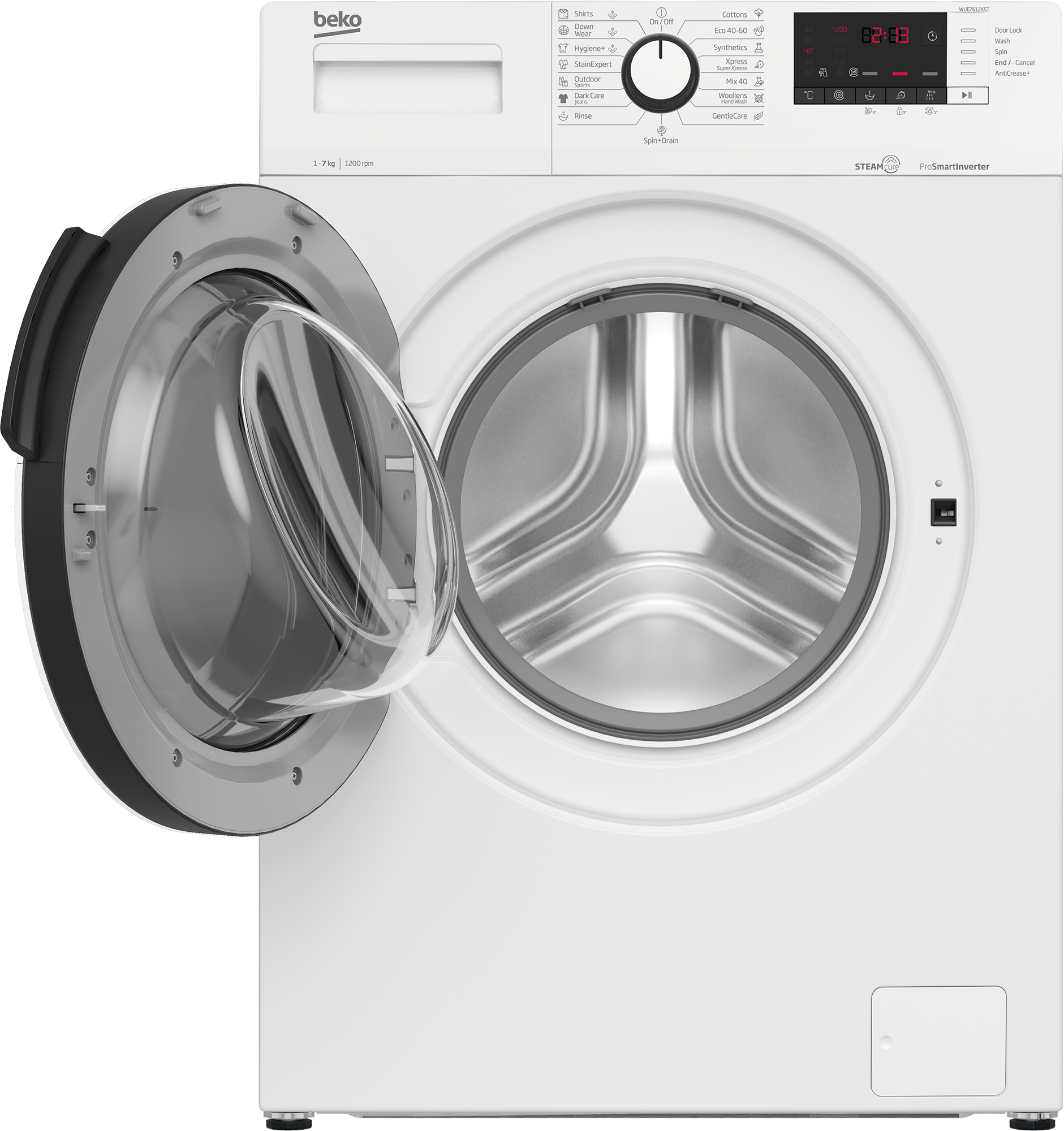 Beko WUE7612XST keskeny elöltöltős mosógép 49 cm mély, 7kg, D energiaosztály,gőz technologia 