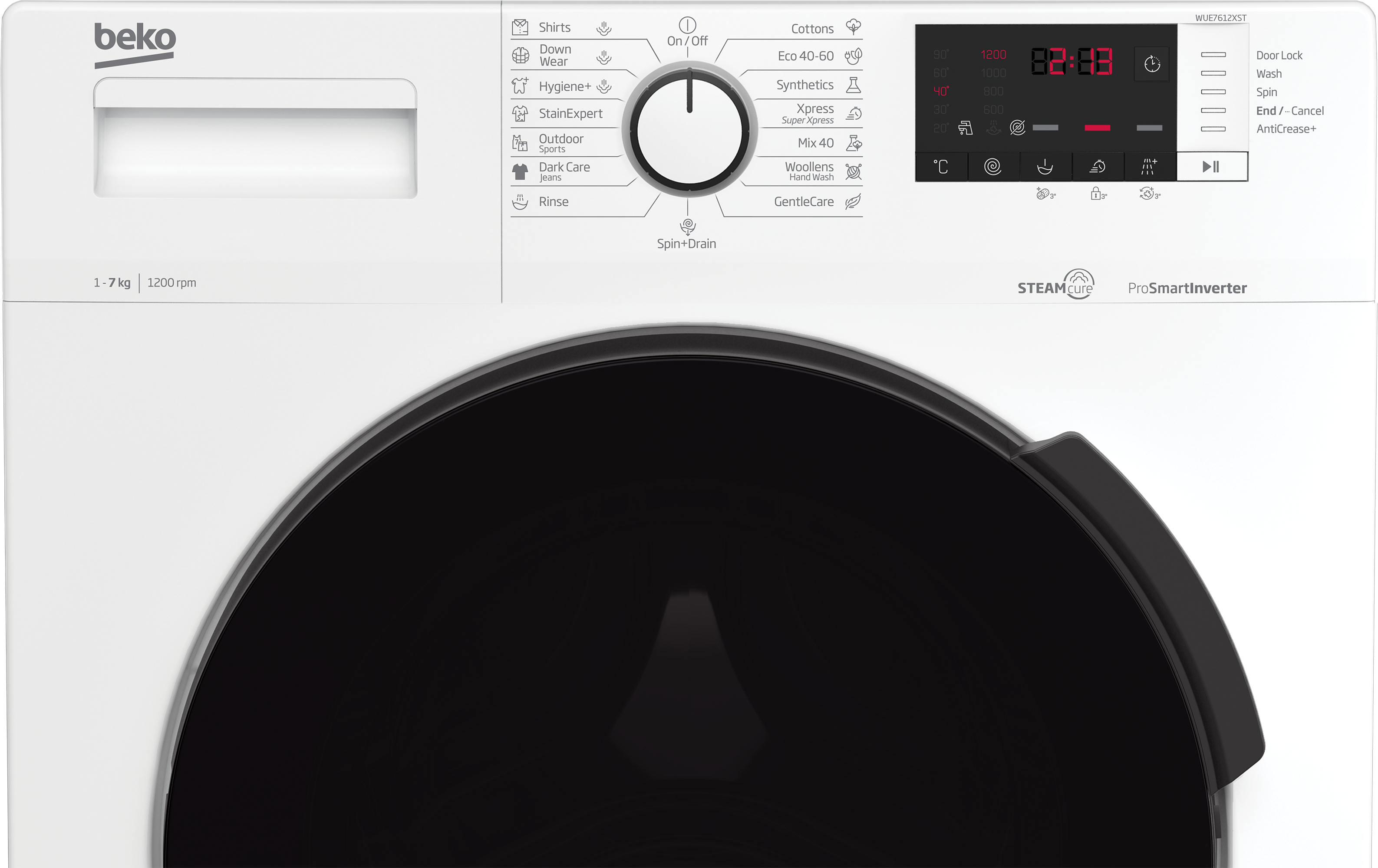 Beko WUE7612XST keskeny elöltöltős mosógép 49 cm mély, 7kg, D energiaosztály,gőz technologia 