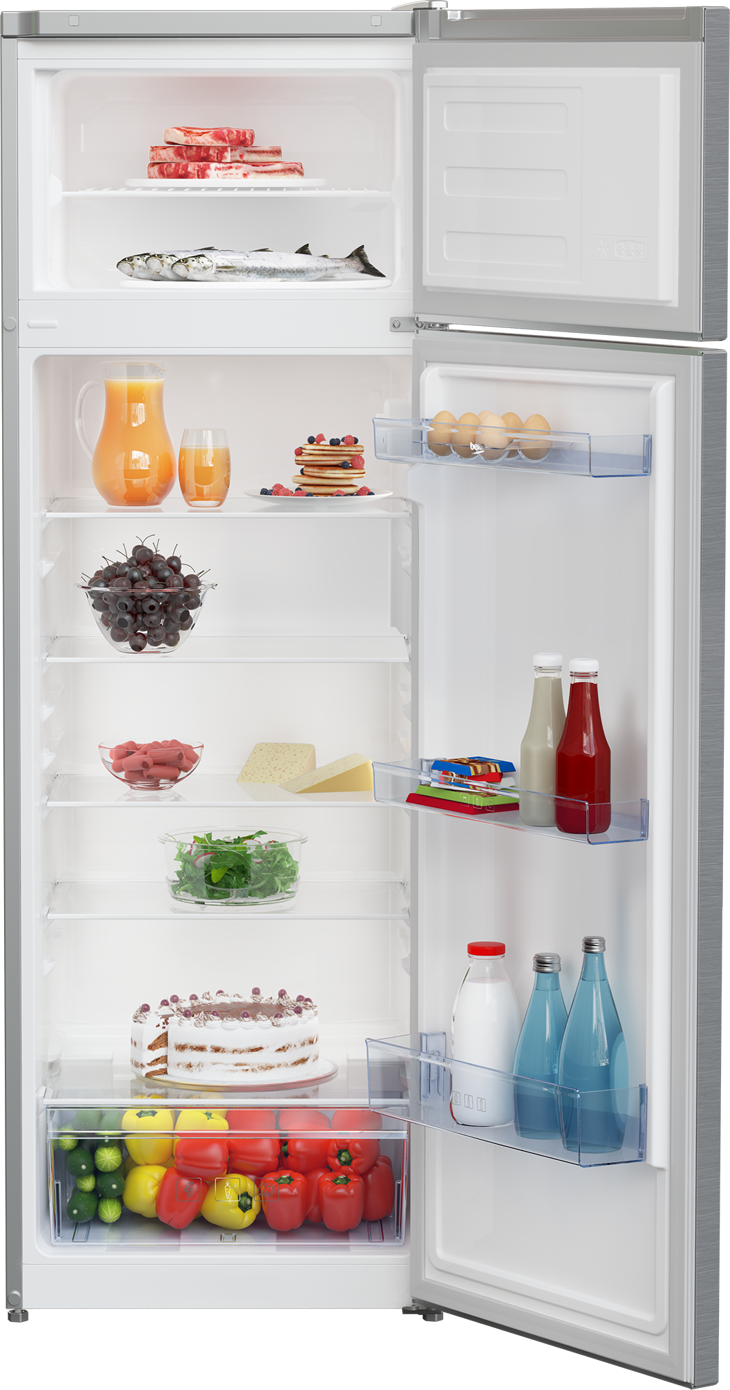 Beko RDSA280K30SN felülfagyasztós kombinált hűtőszekrény inox 204/46L, 54x57.4x160.6 cm 