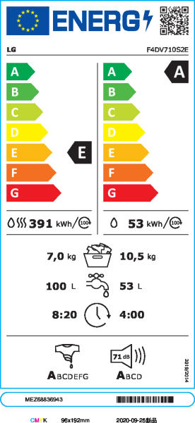 LG F4DV710S2E mosó-szárítógép gőz funkcióval 10.5/7kg, inverter motor, 60x56.5x85 cm 