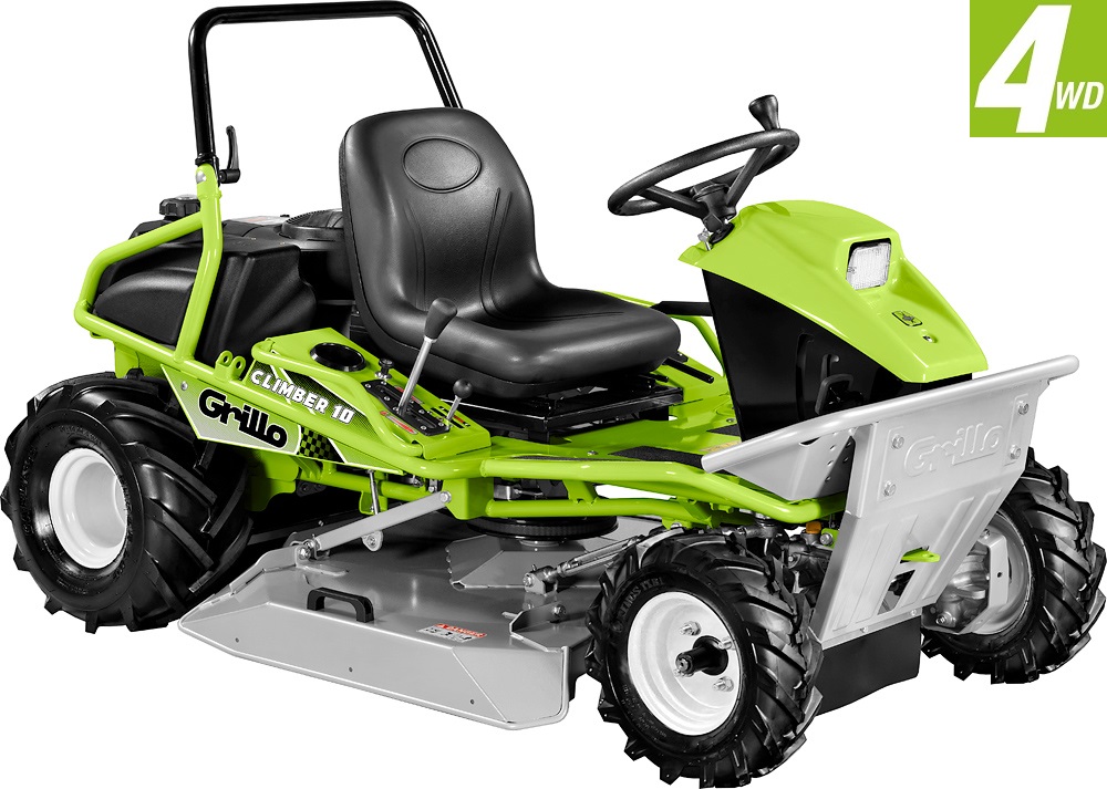 Grillo CLIMBER 10 AWD 22 4WD 8010AH Briggs motoros négykerék-meghajtású fű és bozótvágó traktor lejtős, csökkent tapadású terepre, cserjés és magas füves területekhez