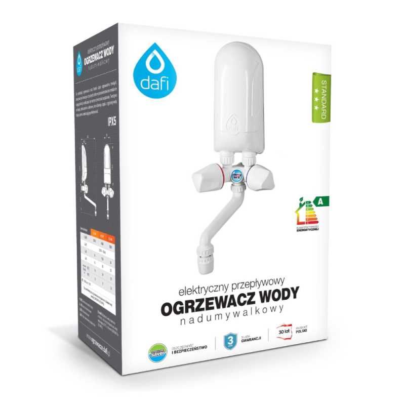 Dafi 921620 átfolyós vízmelegítő, csap fölé szerelhető, 5,5 kW