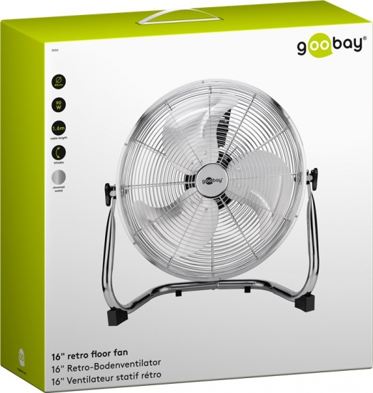 Goobay 39510 Padló ventilátor, 40 cm, 3 sebesség, króm, 90W