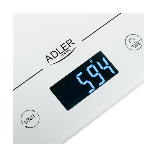 Adler AD3170 konyhamérleg fehér  15kg mérési kapacítás 17x24cm