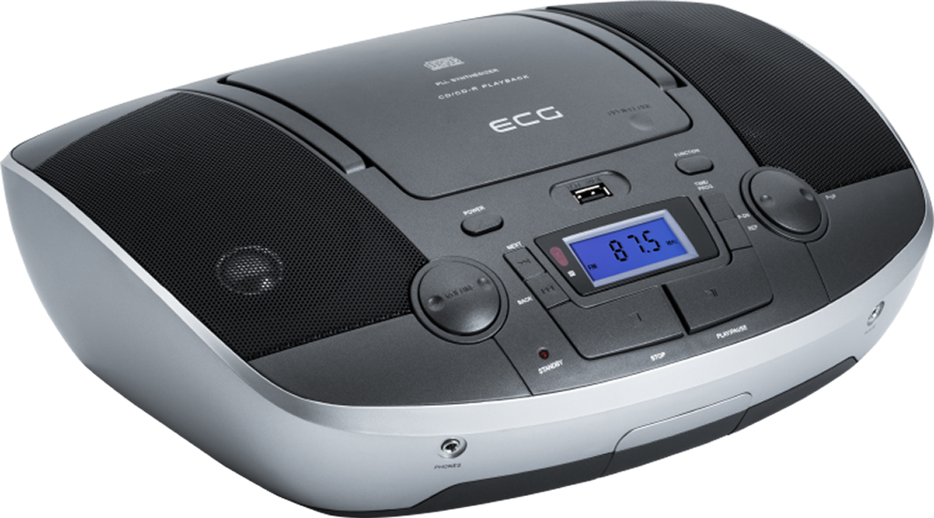 ECG CDR 1000 hordozható CD-S rádió titán ezüst szín