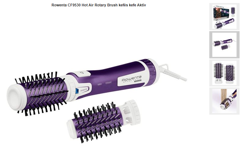 Rowenta CF9530F0 forgófejes kettős ionizáló forgófejes hajformázó 1000W, 2 hőmérséklet/sebesség, 2 kerámia kefe, Lila/Fehér