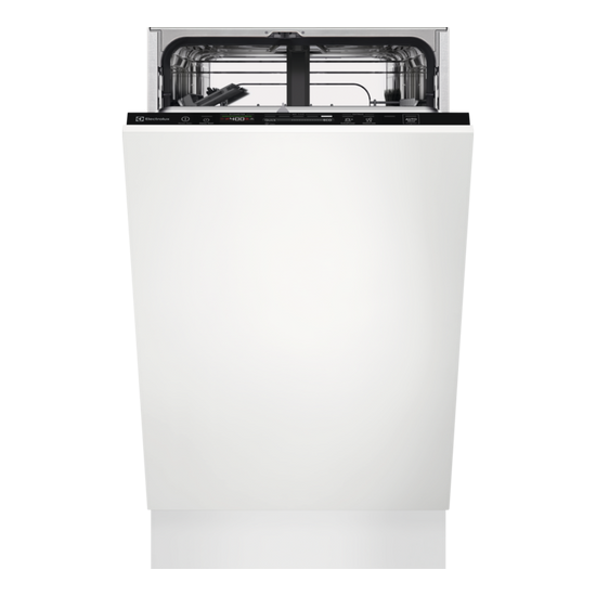 Electrolux EES42210L teljesen beépíthető keskeny mosogatógép, inverter motor, 9 terítékes, automatikus ajtónyitás, 44.8x55x81.8 cm 