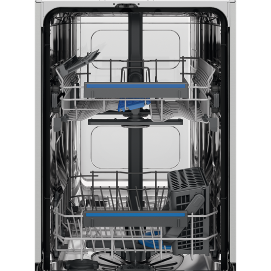 Electrolux EES42210L teljesen beépíthető keskeny mosogatógép, inverter motor, 9 terítékes, automatikus ajtónyitás, 44.8x55x81.8 cm 