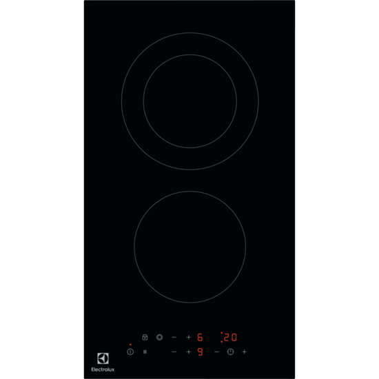 Electrolux LHR3233CK beépíthető elektromos dominó kerámia főzőlap, fekete, 2 főzőzónás, 29cm szélesség 
