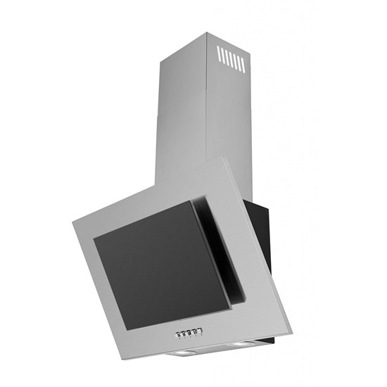 Evido CHV6BX.1 Reflex 60XB ferdesíkű döntött kürtös konyhai elszívó,aktívszén szűrő,60cm széles,LED világítás,fekete üveg inox kürtővel