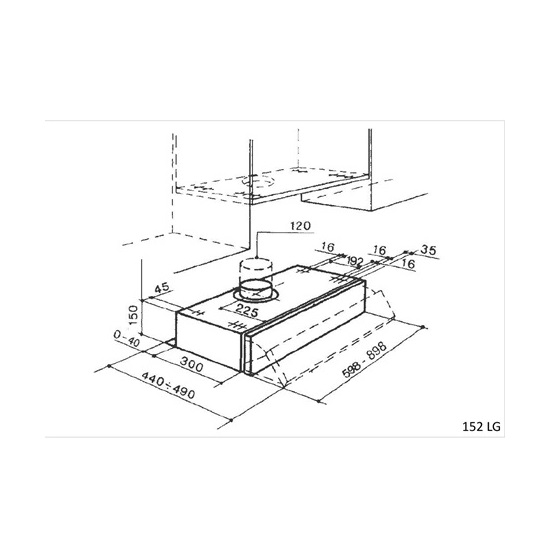 Faber 152 SRM LG A90 kürtőbe építhető konyhai elszívó,90cm,LED világítás,